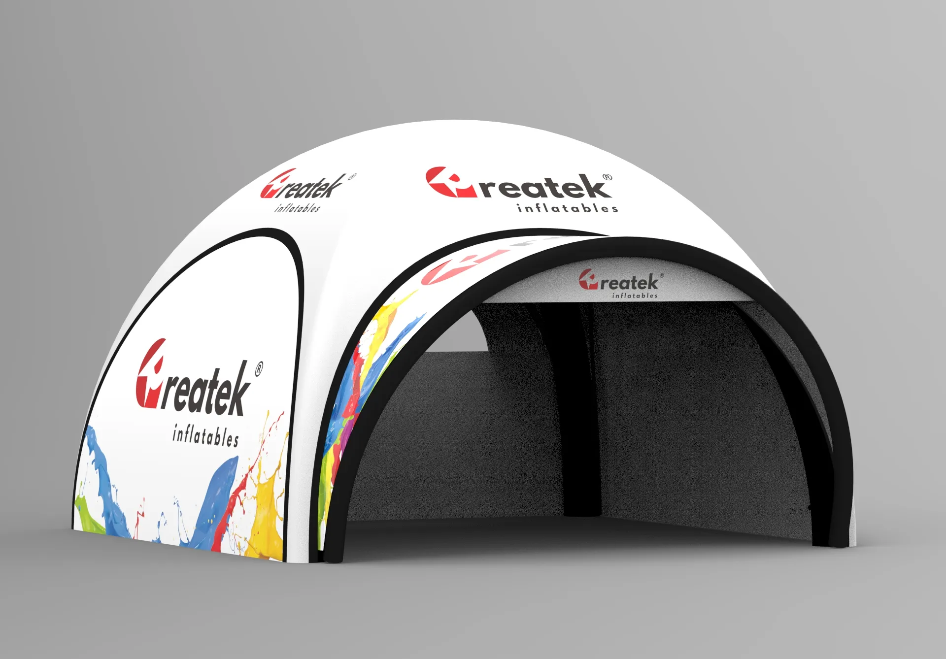 Reklamný pneumatický nafukovací stan 3 × 3 m s prednou strieškou