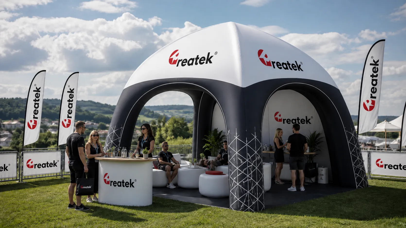 Nafukovací Jurta stan REATEK ako originálny reklamný promo stan pre eventy, degustácie, VIP lounge a festivalové zóny